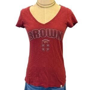 BROWN UNIVERSITY '47 V Neck Tee T-Shirt Women size S gameday collegiate